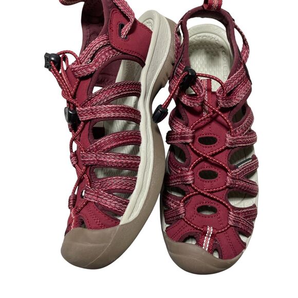 Keen Womens 9 Whisper Sandals Hiking Waterproof Red Strappy - Picture 1 of 8